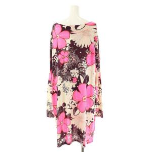 DIANE von FURSTENBERG 花柄 ニットワンピース ひざ丈 長袖 L マルチカラー /DF OS