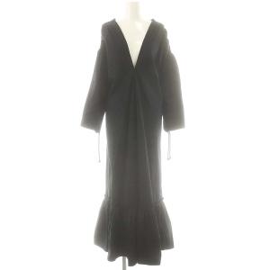 プランジングネックコードワンピース ロング F ネイビー /DF OS