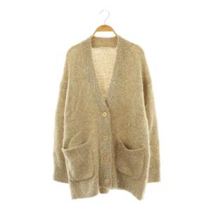 Alpaca Lurex Cardigan カーディガン Vネック ベージュ ゴールド色 /DO OS