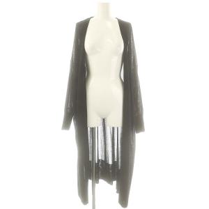 Shake codeVネック ロング カーディガン ニット 薄手 コットン 黒 /NR OS