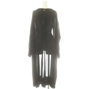 MUSE de Deuxieme Classe Shake codeVネック ロング カーディガン ニット 薄手 コットン 黒 /NR OS