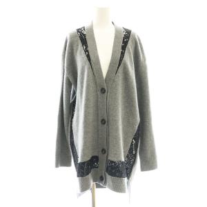レース 切替 ニット カーディガン セーター グレー /SS OS