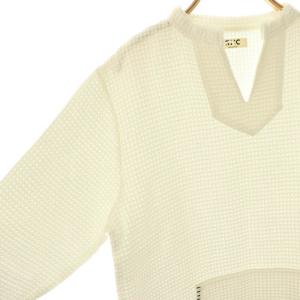 Ron Herman RHC メキシカンネック ステッチ ワッフル カットソー 長袖 ホワイト /DF OS