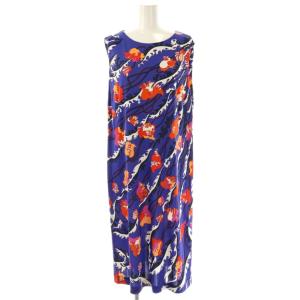 ARCHIVIO ノースリーブ ワンピース ひざ丈 総柄 I50 ブルー マルチカラー /DF OS