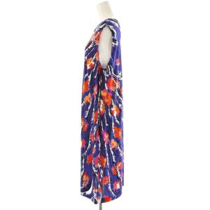 Emilio Pucci ARCHIVIO ノースリーブ ワンピース ひざ丈 総柄 I50 ブルー マルチカラー /DF OS