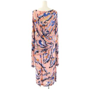 Emilio Pucci ARCHIVIO 総柄 カシュクール ワンピース ロング I50 ピンク マルチカラー /DF OS