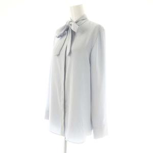theory luxe 23SS MARVINE JENS ボウタイブラウス 長袖 38 ライトブルー /HK OS