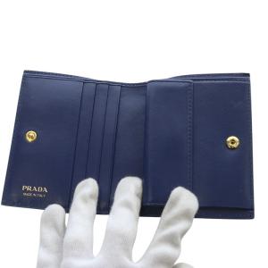 PRADA 財布 二つ折り コンパクトウォレット レザー ブルー /YO20