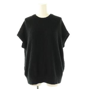 スラブコットンニットベスト プルオーバー ブラック /HK OS