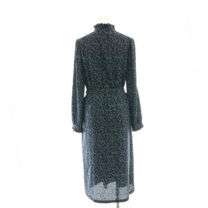 A.P.C. フリルスタンドカラー 総柄 ワンピース 34 ネイビー ラベンダー グリーン /ES OS