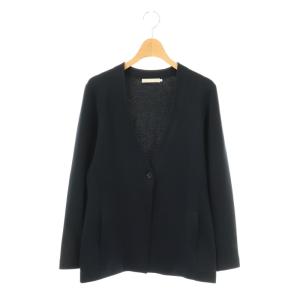 23AW シンセティックヤーンスムース ニットジャケット ノーカラー S 紺 /MI OS