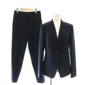 Warm Georgette ノーカラー ジャケット テーパード パンツ セットアップ 上下 スーツ 4