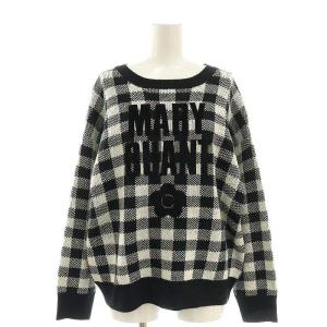 フロッキーロゴデイジー プルオーバー ニット セーター チェック M 黒 ブラック 白 ホワイト /AT