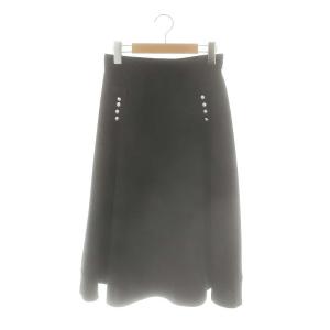 23年製 パール付きフレアースカート ミモレ ロング 38 黒 ブラック /AT OS