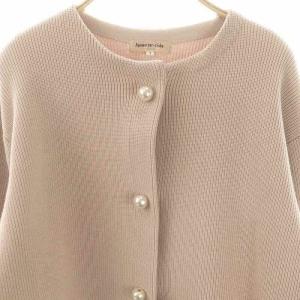 Apuweiser-riche 24AW パール釦コクーンニットジャケット ノーカラー 1 ピンク /AT OS