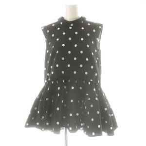 24SS ドット ノースリーブチュニック ブラウス 1 黒 ブラック 白 ホワイト /AT OS