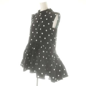 Apuweiser-riche 24SS ドット ノースリーブチュニック ブラウス 1 黒 ブラック 白 ホワイト /AT OS