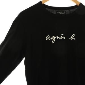Agnes b. homme ロゴカットソー Tシャツ 長袖 T1 ブラック /DF OS