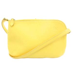 ショルダーバッグ ポシェット 斜め掛け クロスボディ ロゴ レザー 黄 イエロー /GV