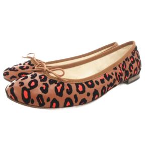 バレエシューズ フラット リボンデザイン レオパード柄 ヒョウ柄 39 茶 ブラウン /GV