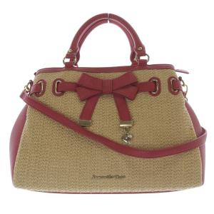 ナチュラル素材 ベルトリボン ハンドバッグ ショルダーバッグ 2way ベージュ ピンク /SR51