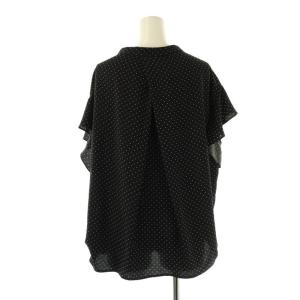 Stola. ドット柄 フリルスリーブ ブラウス スキッパー 半袖 40 黒 ブラック /AT OS