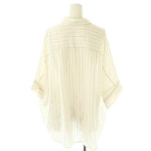 Stola. ドルマンスリーブ ブラウス シャツ 七分袖 前開き ストライプ リネン混 38 ベージュ 黒 /NR OS