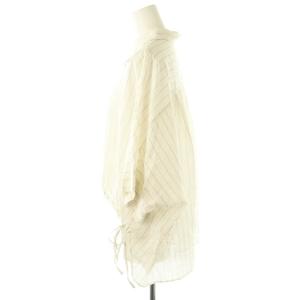 Stola. ドルマンスリーブ ブラウス シャツ 七分袖 前開き ストライプ リネン混 38 ベージュ 黒 /NR OS