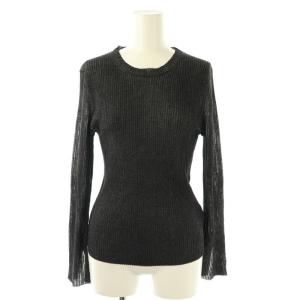 25SS シアーワイドリブニットプルオーバー カットソー F ブラック /DO OS