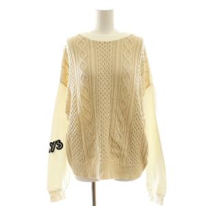 ANOTHER GIRL スウェット トレーナー 切替 ニット F ベージュ 白 ホワイト /AT OS