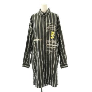BEAR LABEL オーバーサイズシャツワンピース ロング 長袖 F ブラック /HK OS