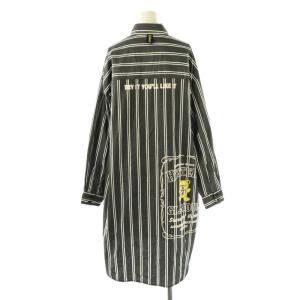 HYSTERIC GLAMOUR BEAR LABEL オーバーサイズシャツワンピース ロング 長袖 F ブラック /HK OS