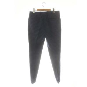 INCOTEX SLIM FITチェック柄パンツ テーパード スラックス 46 紺 ネイビー /AT OS AD