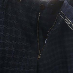 INCOTEX SLIM FITチェック柄パンツ テーパード スラックス 46 紺 ネイビー /AT OS AD