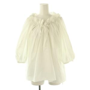24SS 2WAY PUFF NECK TOPS ブラウス 五分袖 1 白 ホワイト /AT OS
