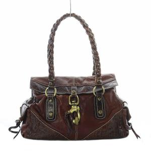 トートバッグ ショルダー レザー 茶色 ブラウン /RI OS