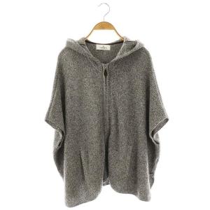 ブラン スパンコール装飾Wジップニットポンチョ ニットパーカー 38 グレー /DF OS