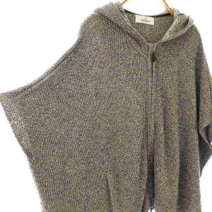 MORABITO ブラン スパンコール装飾Wジップニットポンチョ ニットパーカー 38 グレー /DF OS