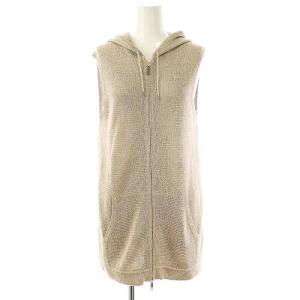 ブラン スパンコール装飾Wジップノースリーブニット ベスト パーカー 38 ベージュ /DF OS