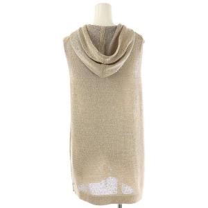 MORABITO ブラン スパンコール装飾Wジップノースリーブニット ベスト パーカー 38 ベージュ /DF OS