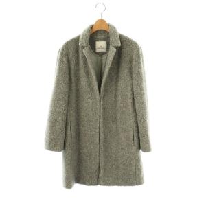 ブラン Blanc ウール混 ボアコート ロング 38 グレー /HK OS