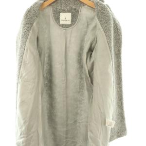 MORABITO ブラン Blanc ウール混 ボアコート ロング 38 グレー /HK OS