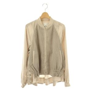 プルミエ フェイクレザーWジップジャケット メッシュ 38 ベージュ /DO OS