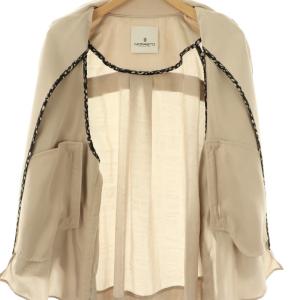 MORABITO プルミエ フェイクレザーWジップジャケット メッシュ 38 ベージュ /DO OS