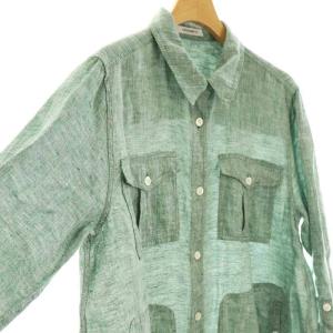 MORABITO ブラン リネンシャツ 長袖 38 グリーン /DF OS