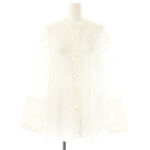コットンバンドカラーオーバーサイズシャツ 長袖 F ホワイト /DF OS