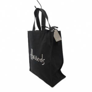 Harrods × スワロフスキー SWAROVSKI ロゴラインストーン トートバッグ ハンドバッグ ビジュー 黒 ブラック