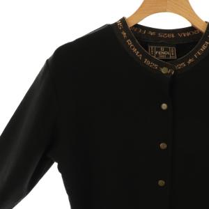 FENDI Jeans ロゴジャガードスナップボタンカーディガン M ブラック