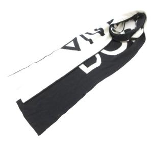 ロゴニットマフラー スカーフ リバーシブル 白 ホワイト 黒 ブラック /UO