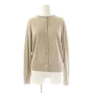 コットン麻クルーネックカーディガン ニット ベージュ /AT OS